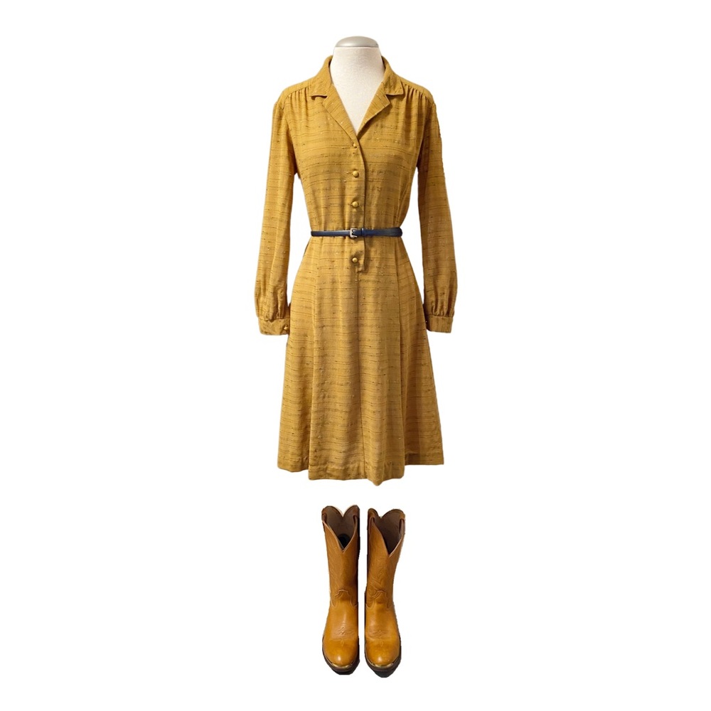 VINTAGE - GOLDEN DELIGHT DAY DRESS sz. 44